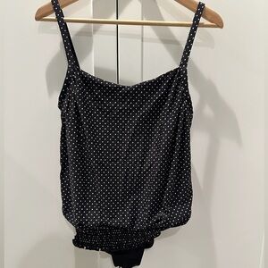 Miraclesuit Polka Dot Black Women's Blouson One Piece Bathing Suit